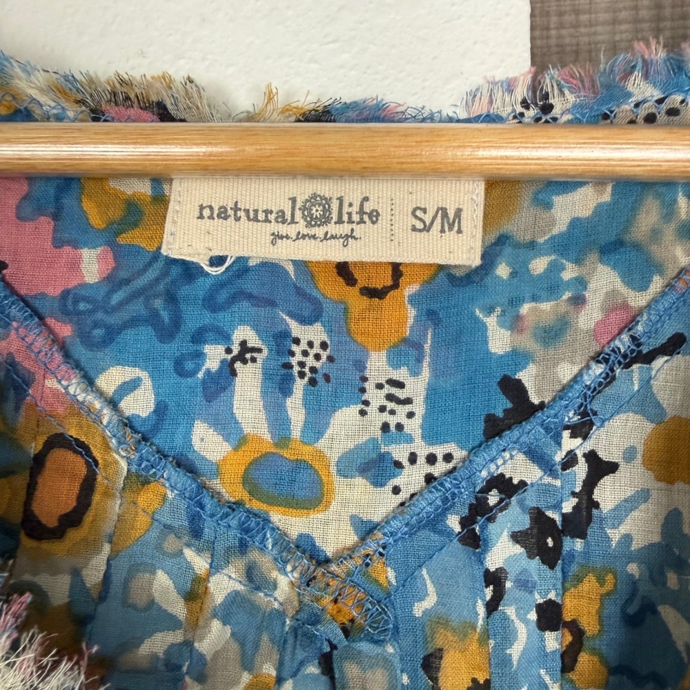 Natural Life Blue Floral Boho Mini Swim Cover Up In A Bag Tunic Size Medium - Picture 11 of 12
